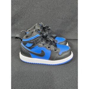 Nike Air Jordan 1 Mid TD Black Royal Blue Toddler Shoes Size 6C